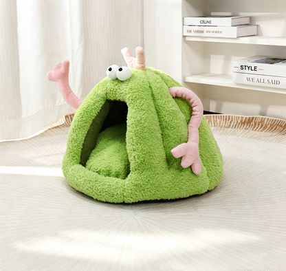 Monster-Shaped Plush Pet Cave Bed for Cats & Small Dogs, Washable