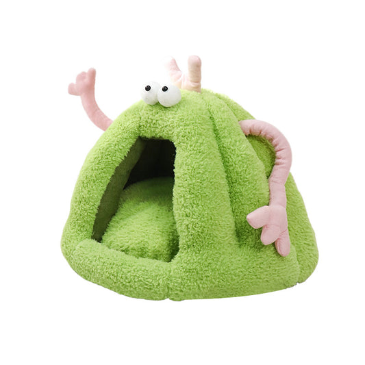 Monster-Shaped Plush Pet Cave Bed for Cats & Small Dogs, Washable