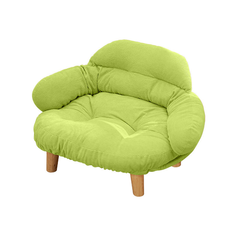 Elevated Plush Pet Sofa Bed with Wooden Legs for Cats & Small Dogs