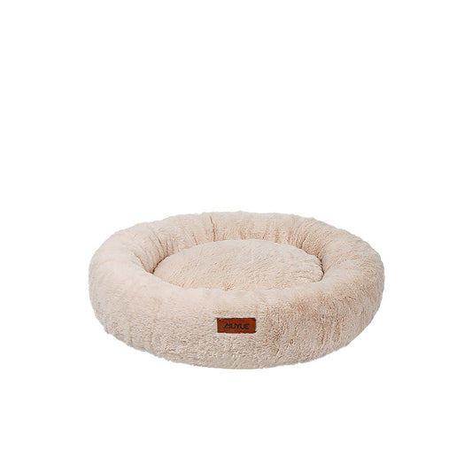 Plush Round Donut Pet Bed for Cats & Small Dogs