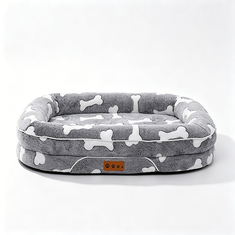 Plush Rectangular Pet Bed for Medium & Large Dogs, Machine Washable