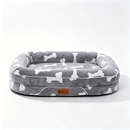 Plush Rectangular Pet Bed for Medium & Large Dogs, Machine Washable