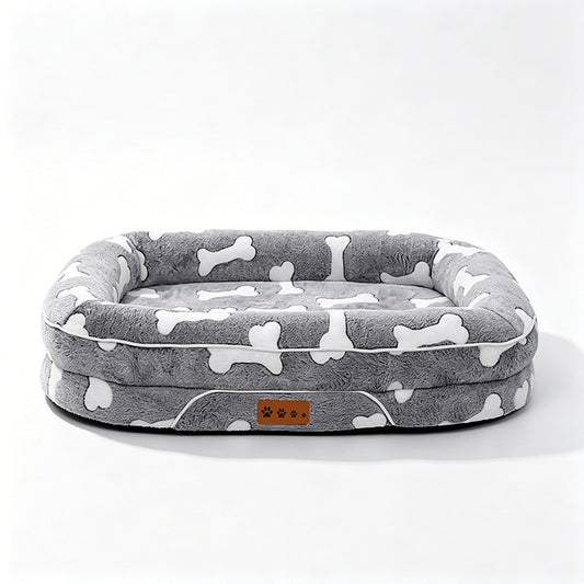 Plush Rectangular Pet Bed for Medium & Large Dogs, Machine Washable