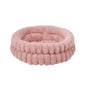 Round Plush Calming Dog & Cat Bed with Raised Rim, Machine Washable