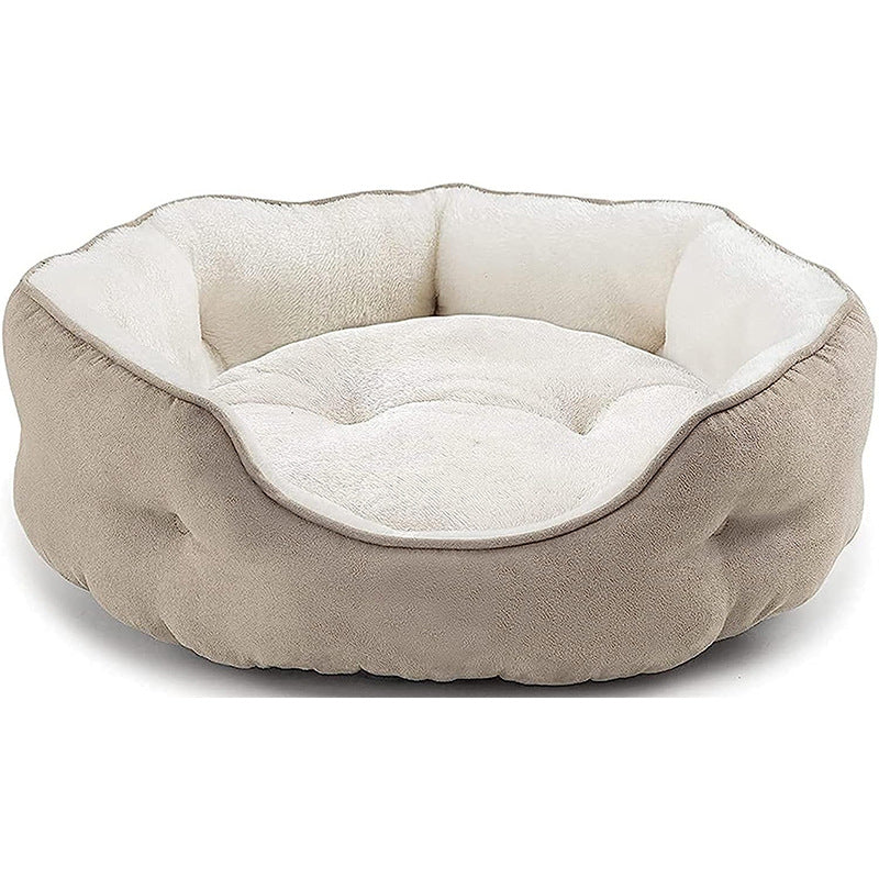 Plush Rectangular Bolster Pet Bed for Cats & Small Dogs, Machine Washable