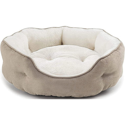 Plush Rectangular Bolster Pet Bed for Cats & Small Dogs, Machine Washable