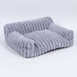 Plush Pet Sofa Bed with Ribbed Fabric for Cats & Small Dogs