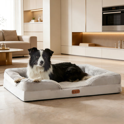 Orthopedic Memory Foam Dog Bed with Raised Bolsters