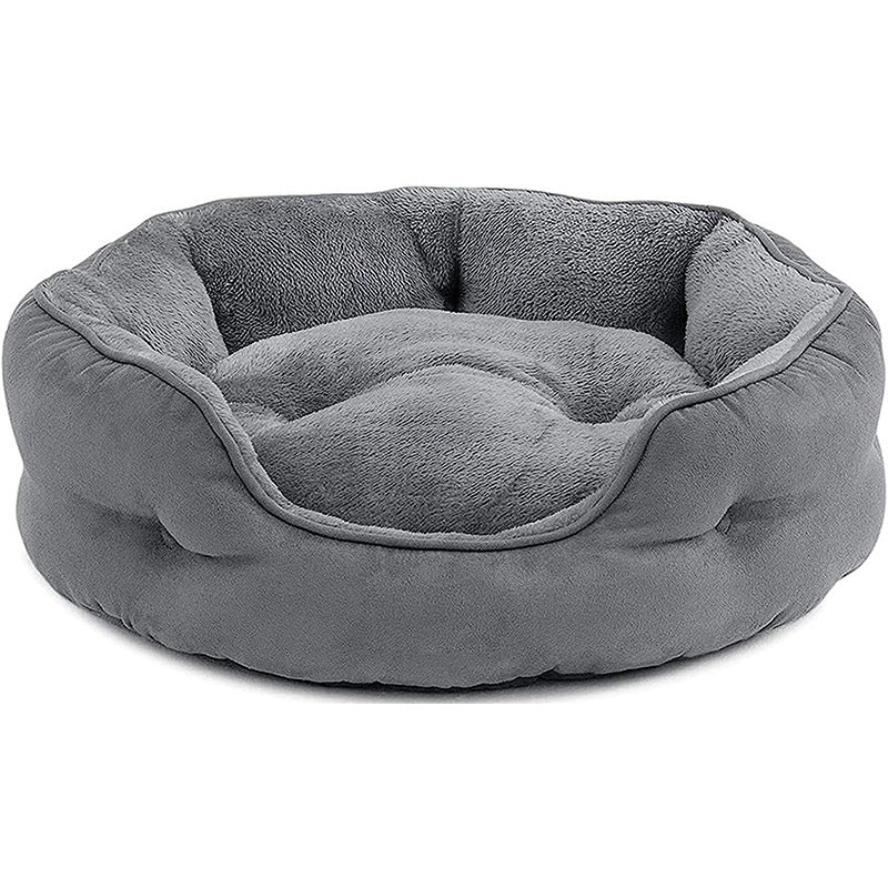 Plush Rectangular Bolster Pet Bed for Cats & Small Dogs, Machine Washable