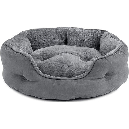 Plush Rectangular Bolster Pet Bed for Cats & Small Dogs, Machine Washable
