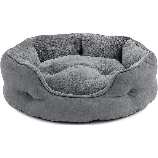 Plush Rectangular Bolster Pet Bed for Cats & Small Dogs, Machine Washable