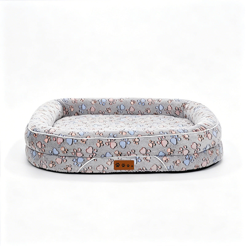 Plush Rectangular Pet Bed for Medium & Large Dogs, Machine Washable