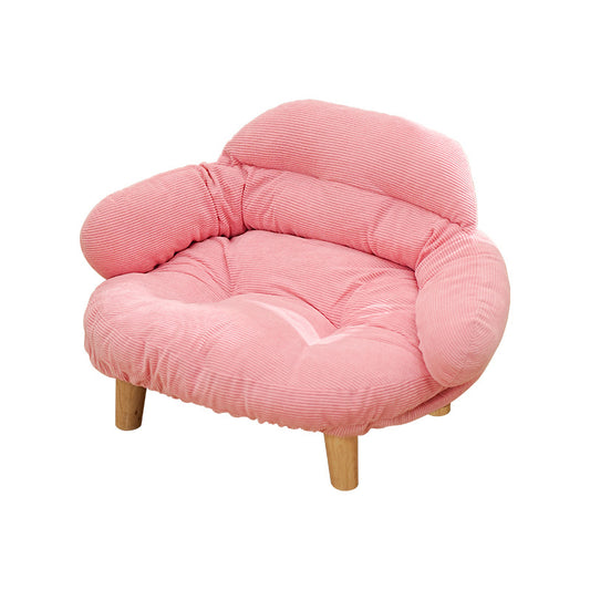 Elevated Plush Pet Sofa Bed with Wooden Legs for Cats & Small Dogs