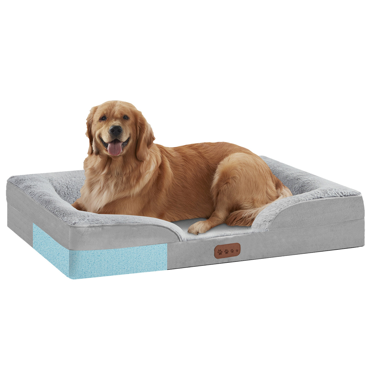 Orthopedic Memory Foam Dog Bed with Raised Bolsters