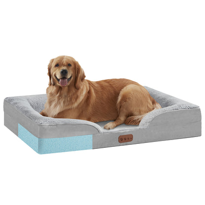 Orthopedic Memory Foam Dog Bed with Raised Bolsters