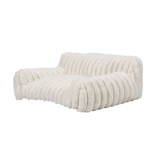 Plush Pet Sofa Bed with Ribbed Fabric for Cats & Small Dogs