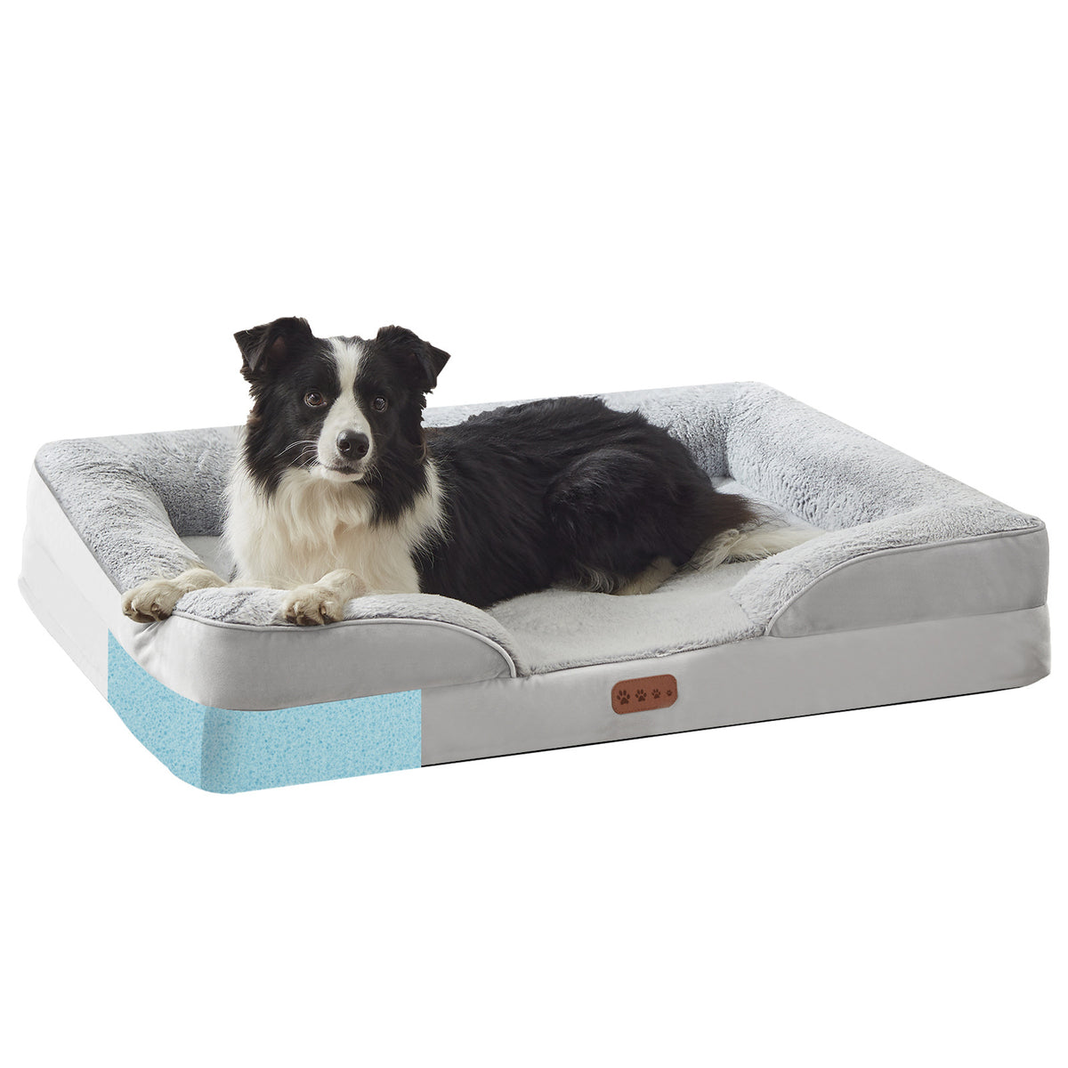 Orthopedic Memory Foam Dog Bed with Raised Bolsters